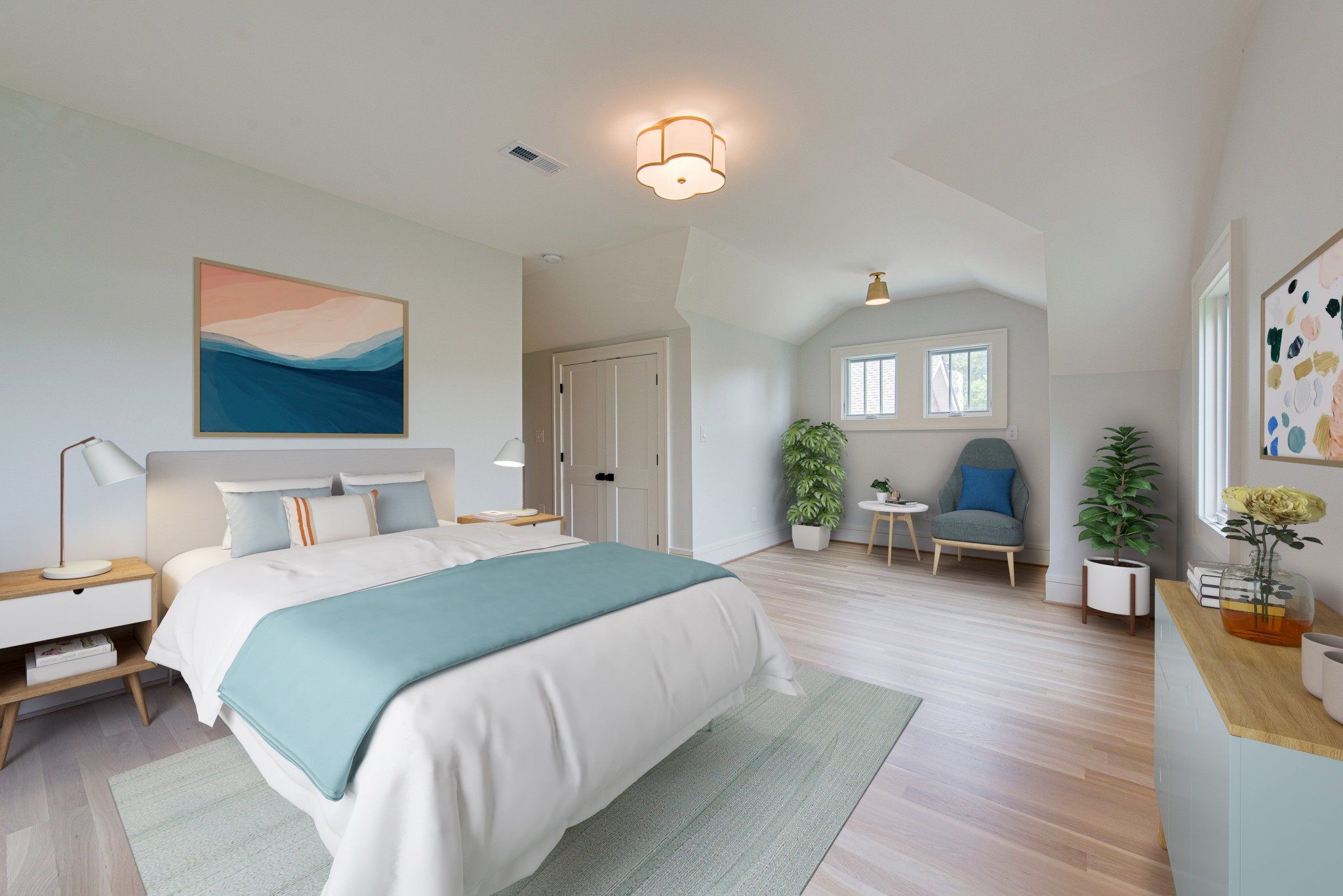 2111 Natchez Trace Nashville, TN 37212 - Photo 26 of 41 a spacious bedroom with a bed and wooden floor