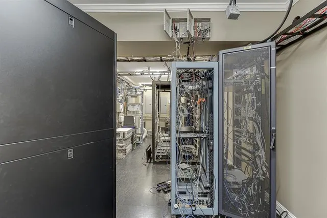 a room with a table and a window