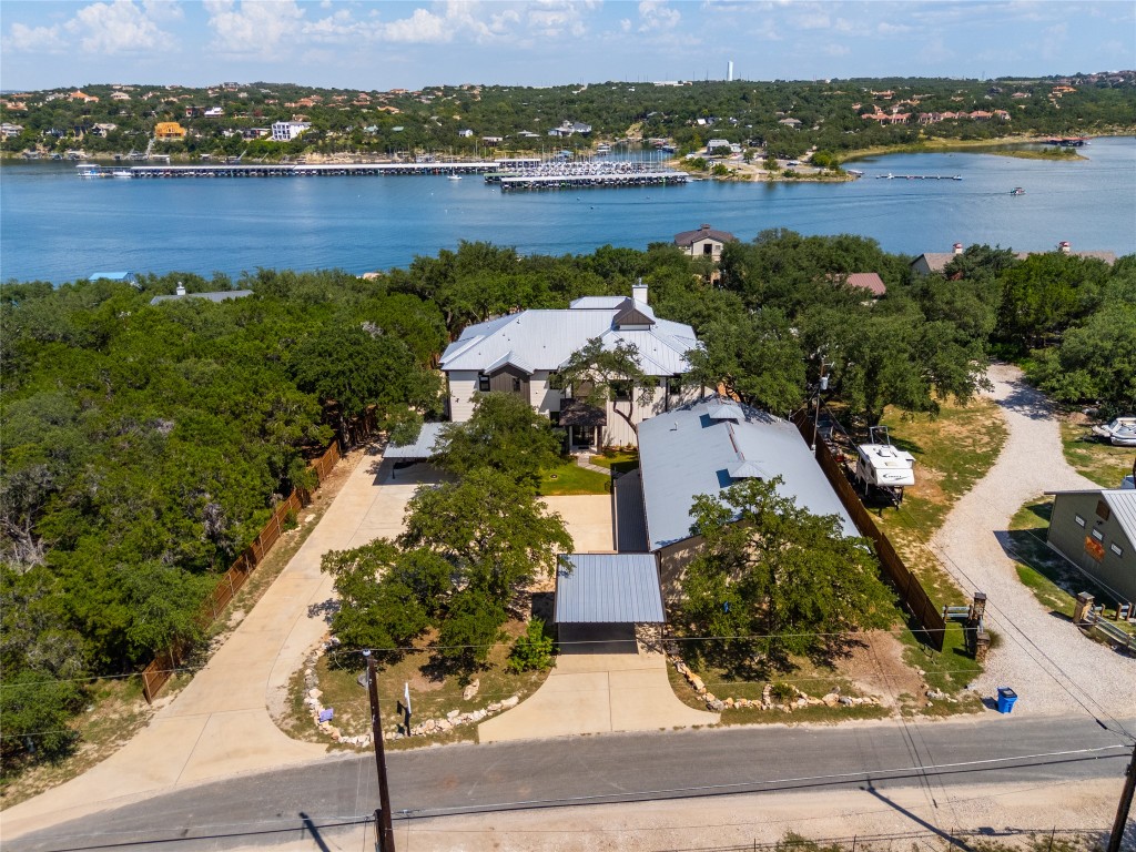 Drone / aerial view of a nearby body of water