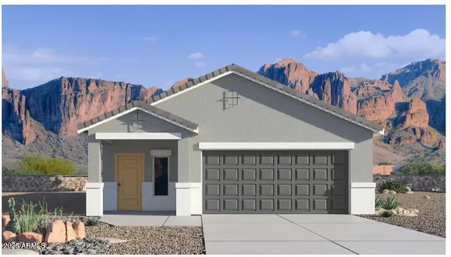 a front view of a house with a garage