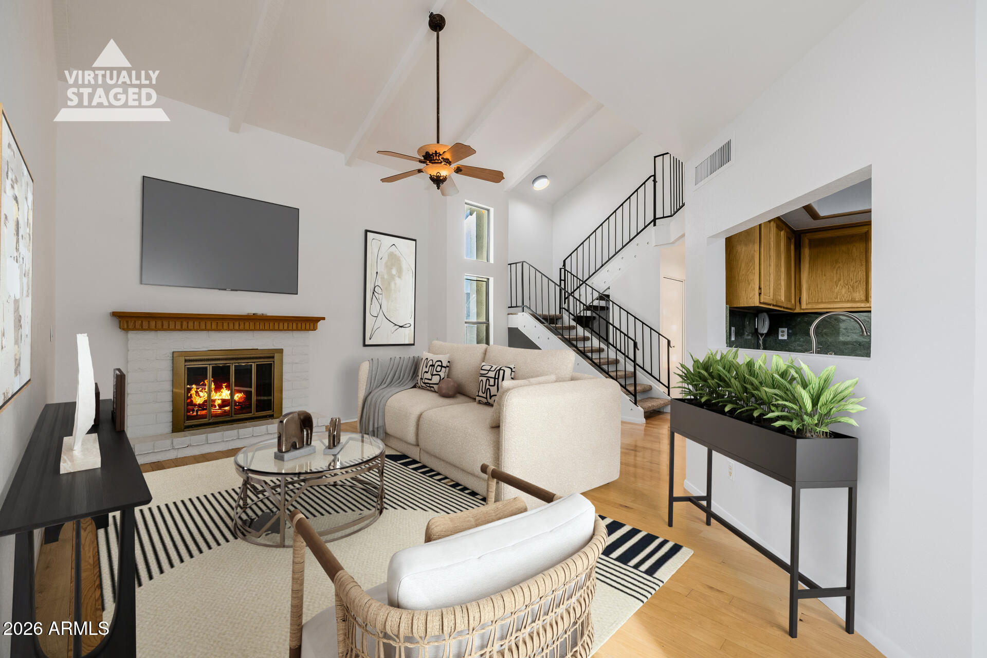 1875 East State Avenue Phoenix, AZ 85020 - Photo 6 of 39 a living room with furniture and a fireplace