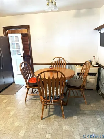 a view of a chairs and table in patio