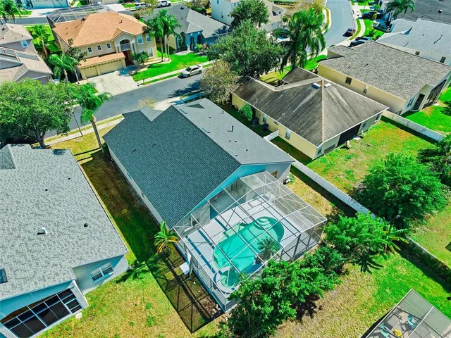 an aerial view of a house