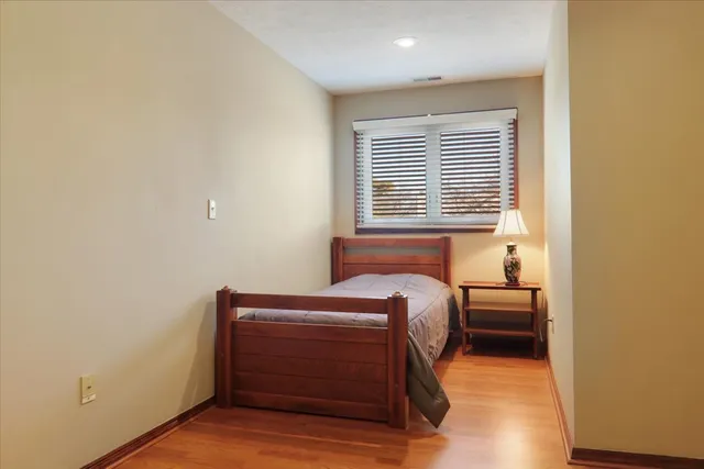 a view of a room with a window