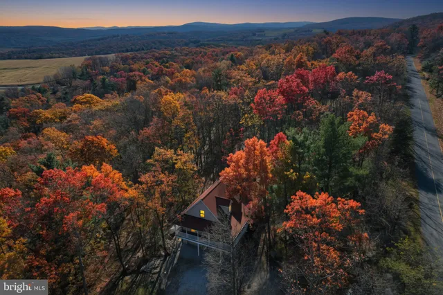 a view of a lake in middle of the town