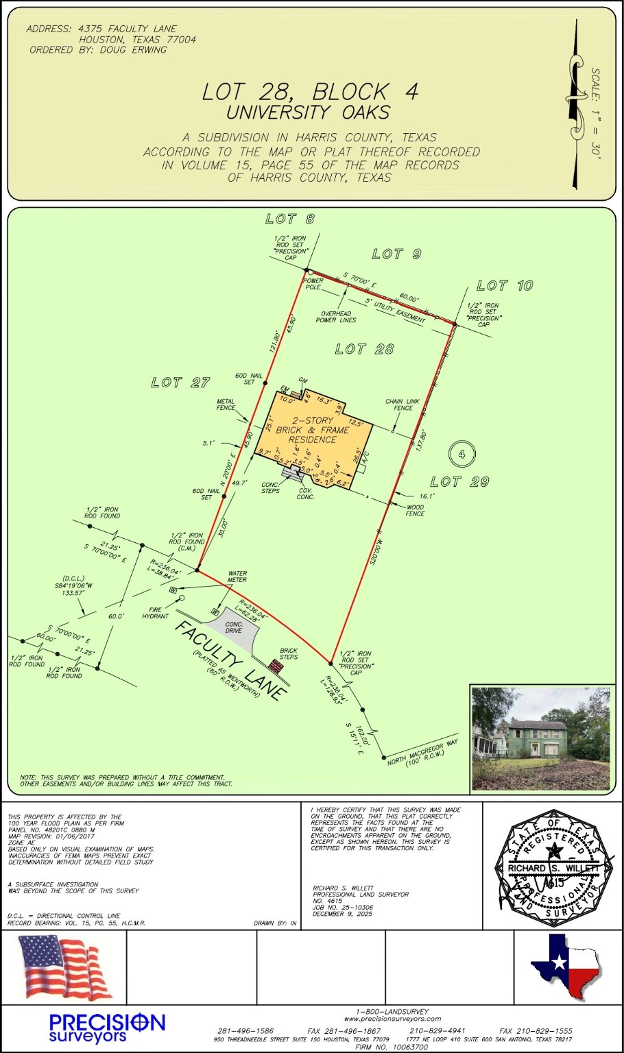 4375 Faculty Lane Houston, TX 77004 - Photo 3 of 24 Deep lot on one of the most exclusive streets in a community that has enforced deed restrictions. Lots of mature trees in this community. Seller has elevation certificate. Property has never flooded per seller.