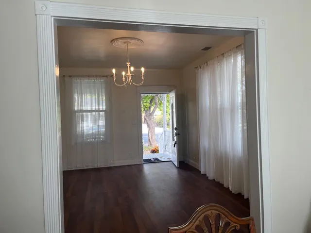 a room with a bed and a table