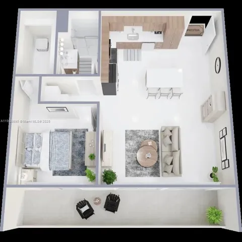 a white cabinet with a view of living room