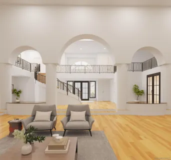 a living room with furniture