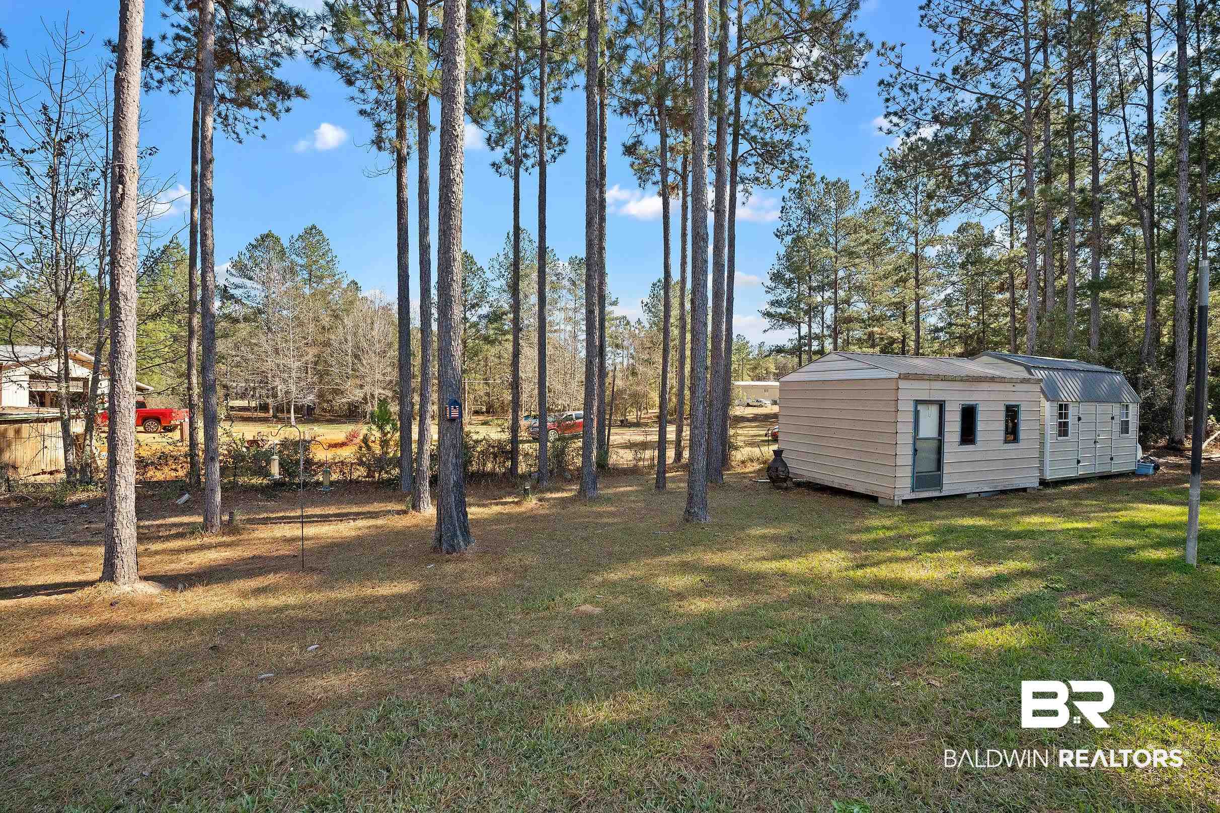 8630 Allison Lane Wilmer, AL 36587 - Photo 30 of 31 View of green lawn with an outbuilding and view of scattered trees