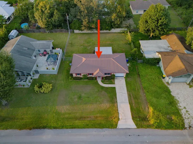 an aerial view of a house