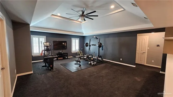 a view of a room with gym equipment