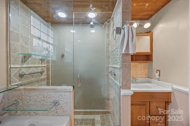 a bathroom with a shower