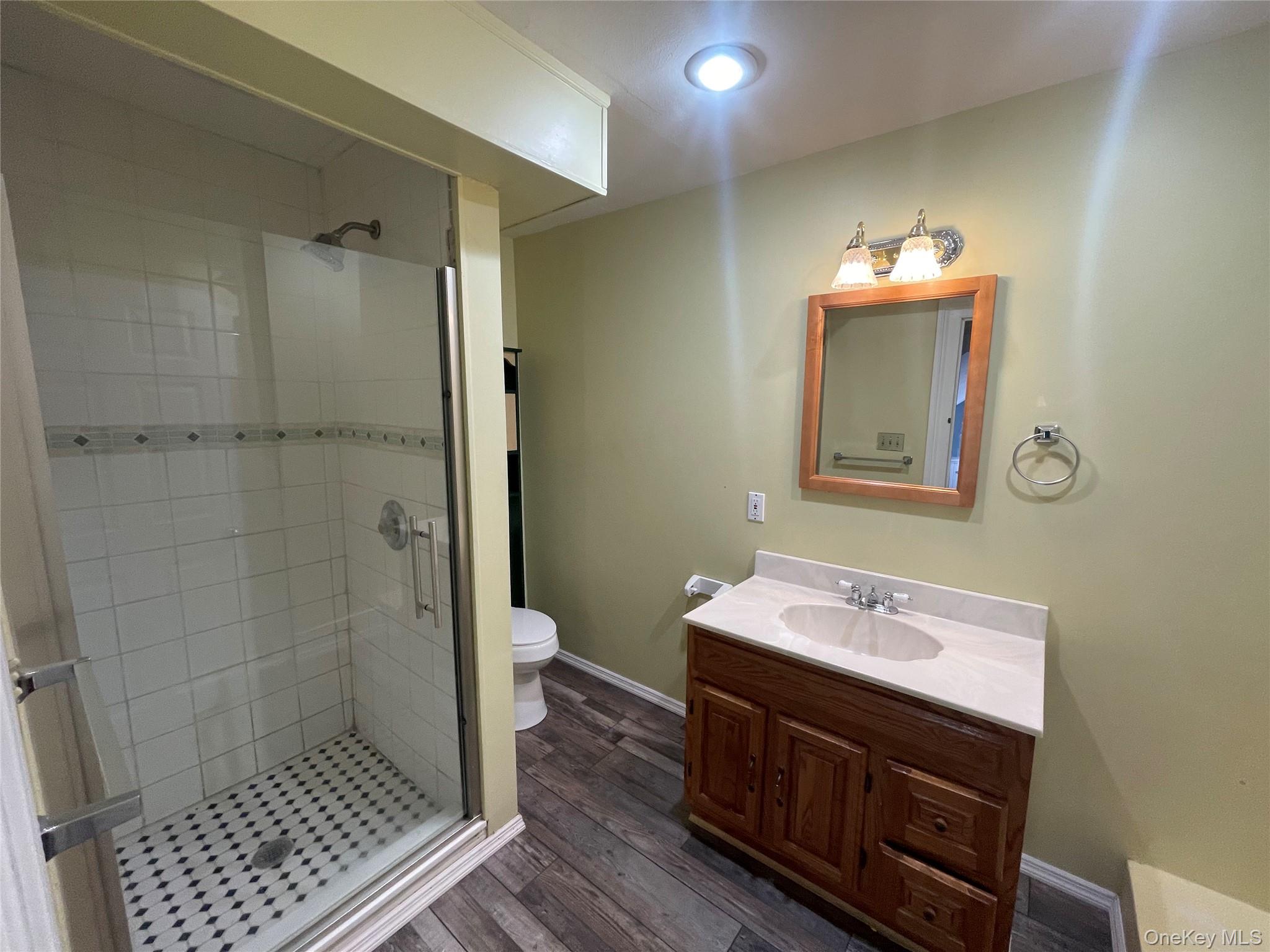 496 North Country Road St. James, NY 11780 - Photo 12 of 18 a bathroom with a sink a toilet and shower