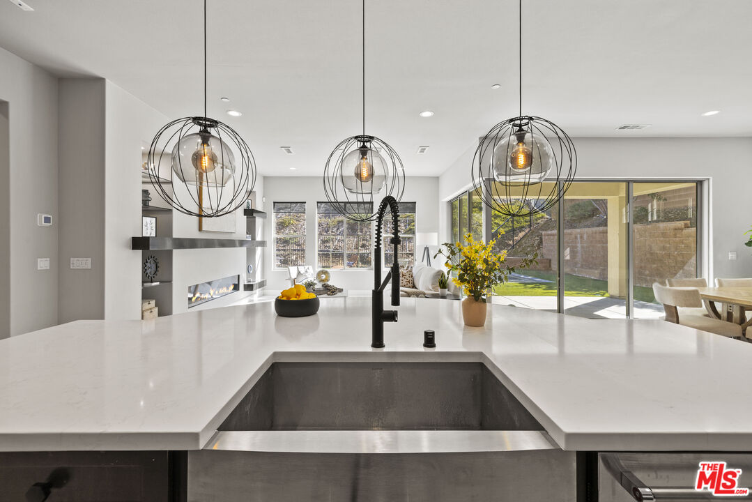 a kitchen with lots of counter top space