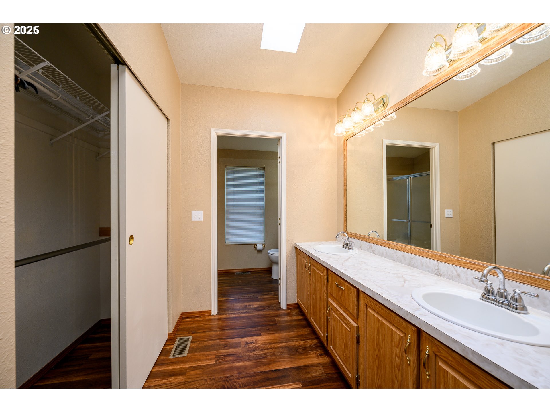 13330 Willamina Creek Road Willamina, OR 97396 - Photo 20 of 46 a bathroom with a double vanity sink and mirror