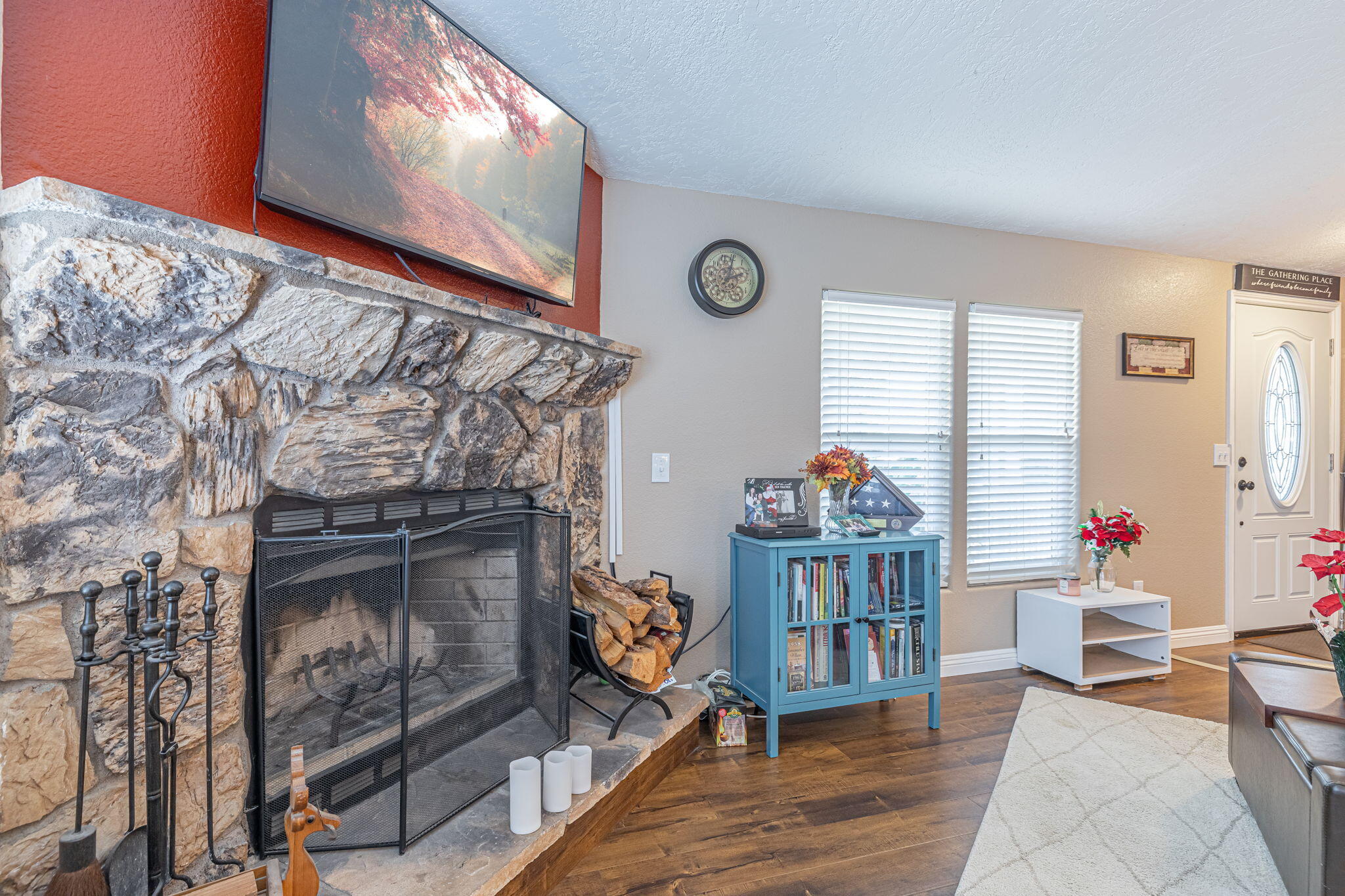 33105 Santiago Road Acton, CA 93510 - Photo 27 of 73 a living room with fireplace furniture and a window