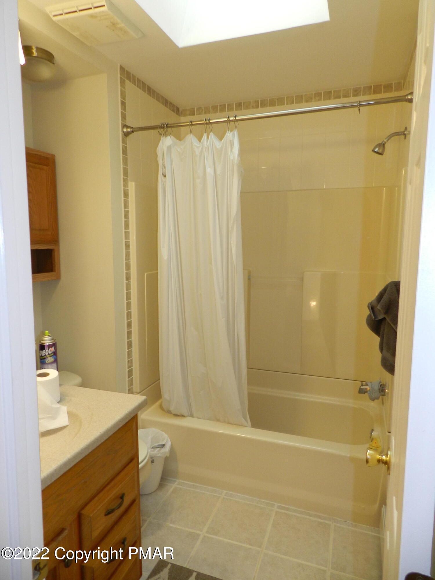 1269 Burger Hollow Road Effort, PA 18330 - Photo 39 of 49 a bathroom with a shower curtain and a sink