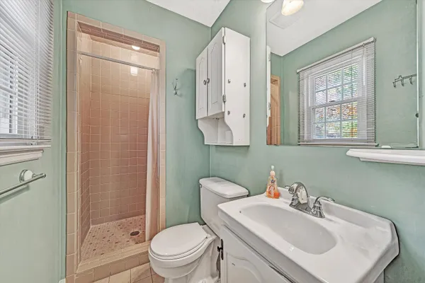 a view of a garage with storage