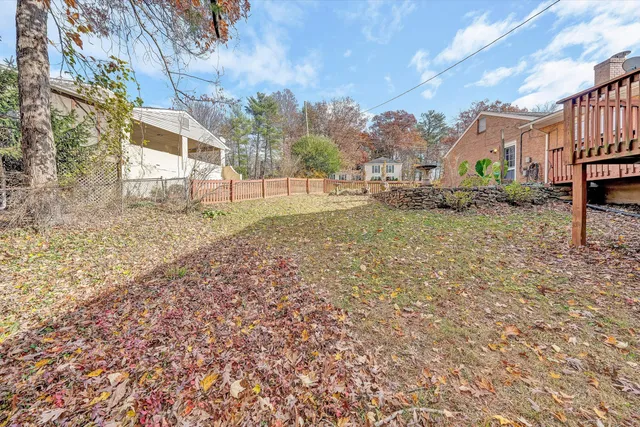 a view of a yard with trees