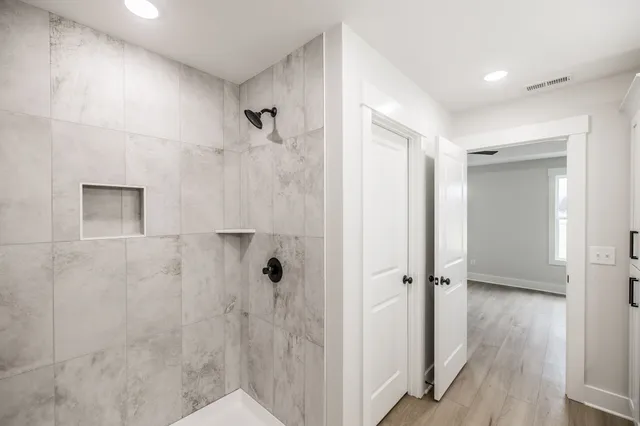 a bathroom with a shower