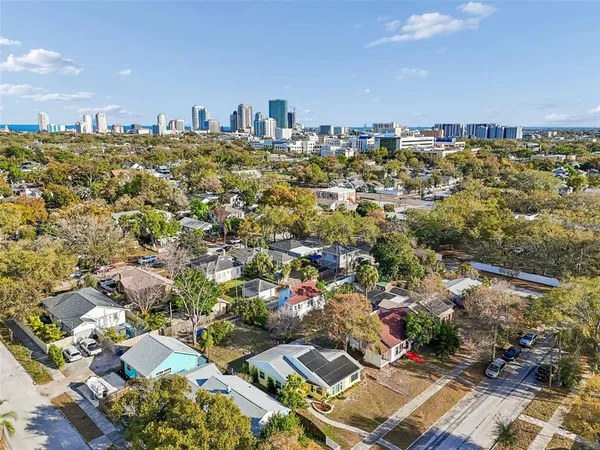 an aerial view of a city
