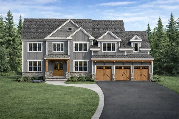 front view of a house with a yard