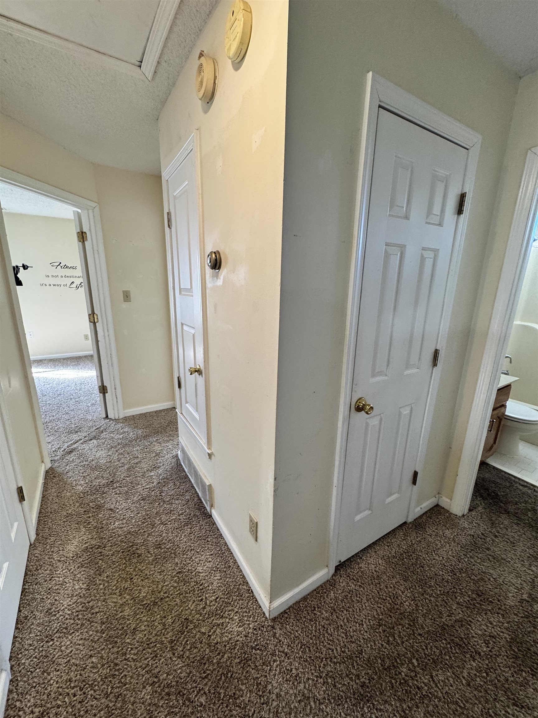 7916 Macon Road Memphis, TN 38018 - Photo 3 of 24 Corridor with dark colored carpet and a textured ceiling