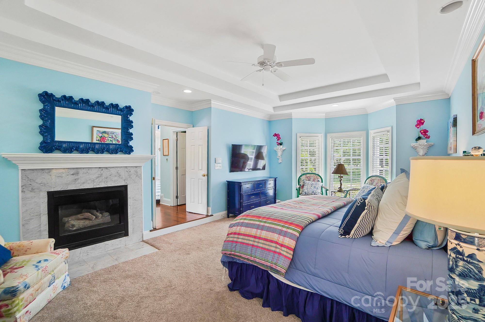 469 Valley Run Road Waxhaw, NC 28173 - Photo 24 of 48 a bedroom with a bed dresser and a fireplace