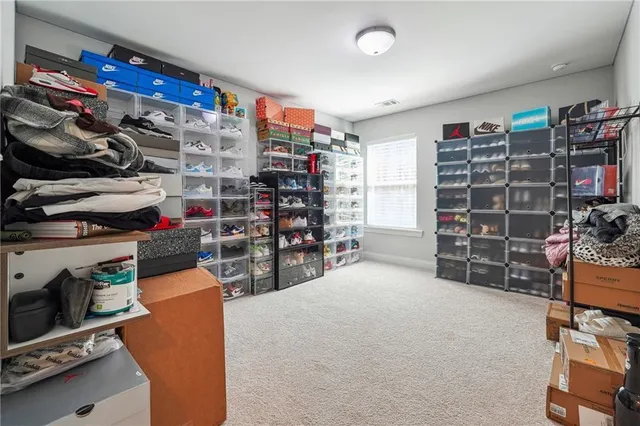 a view of a room with racks