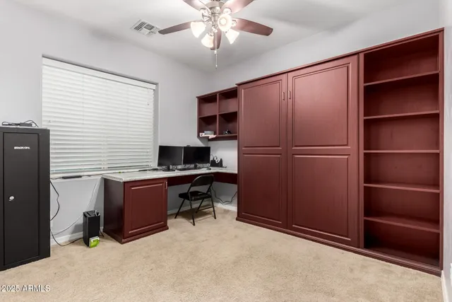 a workspace with furniture