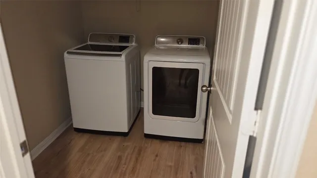 a utility room with a washer and dryer