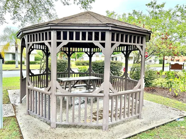 a view of a park with slide