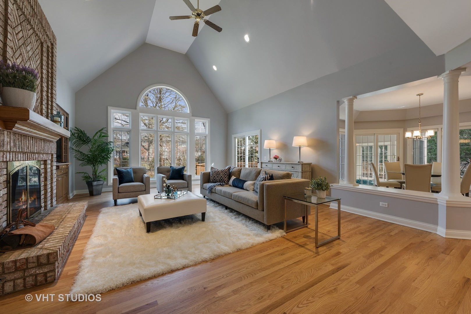 1426 Linden Road Northbrook, IL 60062 - Photo 5 of 27 a living room with fireplace furniture and a large window