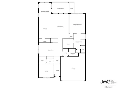 a front view of a house with a garden and garage