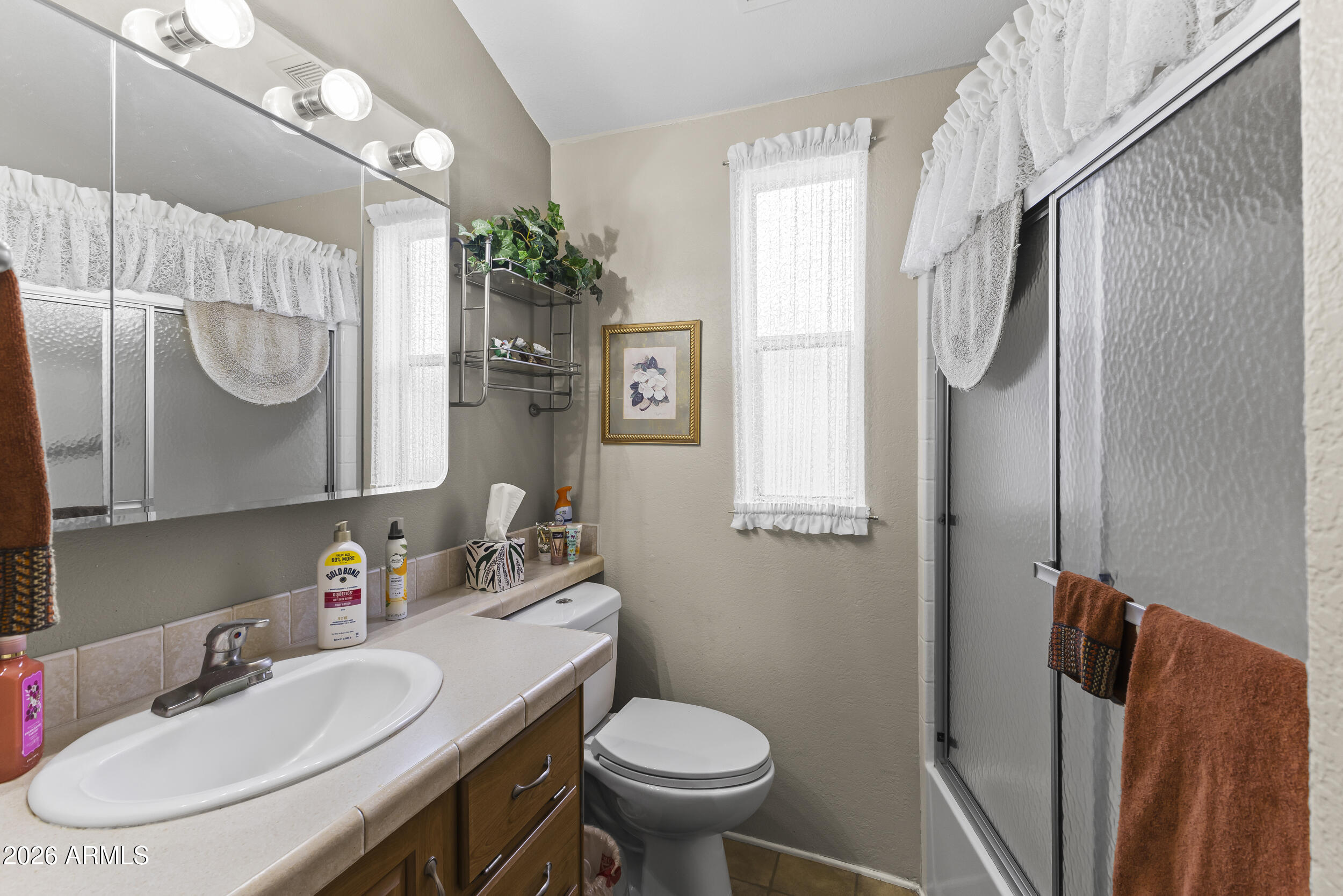 17200 West Bell Road, Unit 548 Surprise, AZ 85374 - Photo 13 of 19 a bathroom with a sink a toilet and a mirror
