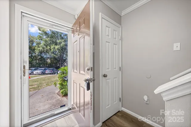 a view of a bathroom with a glass door