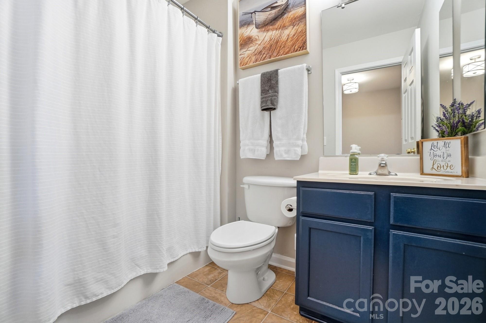 837 Dillard Road Rock Hill, SC 29730 - Photo 38 of 48 a bathroom with a sink a toilet and shower curtain