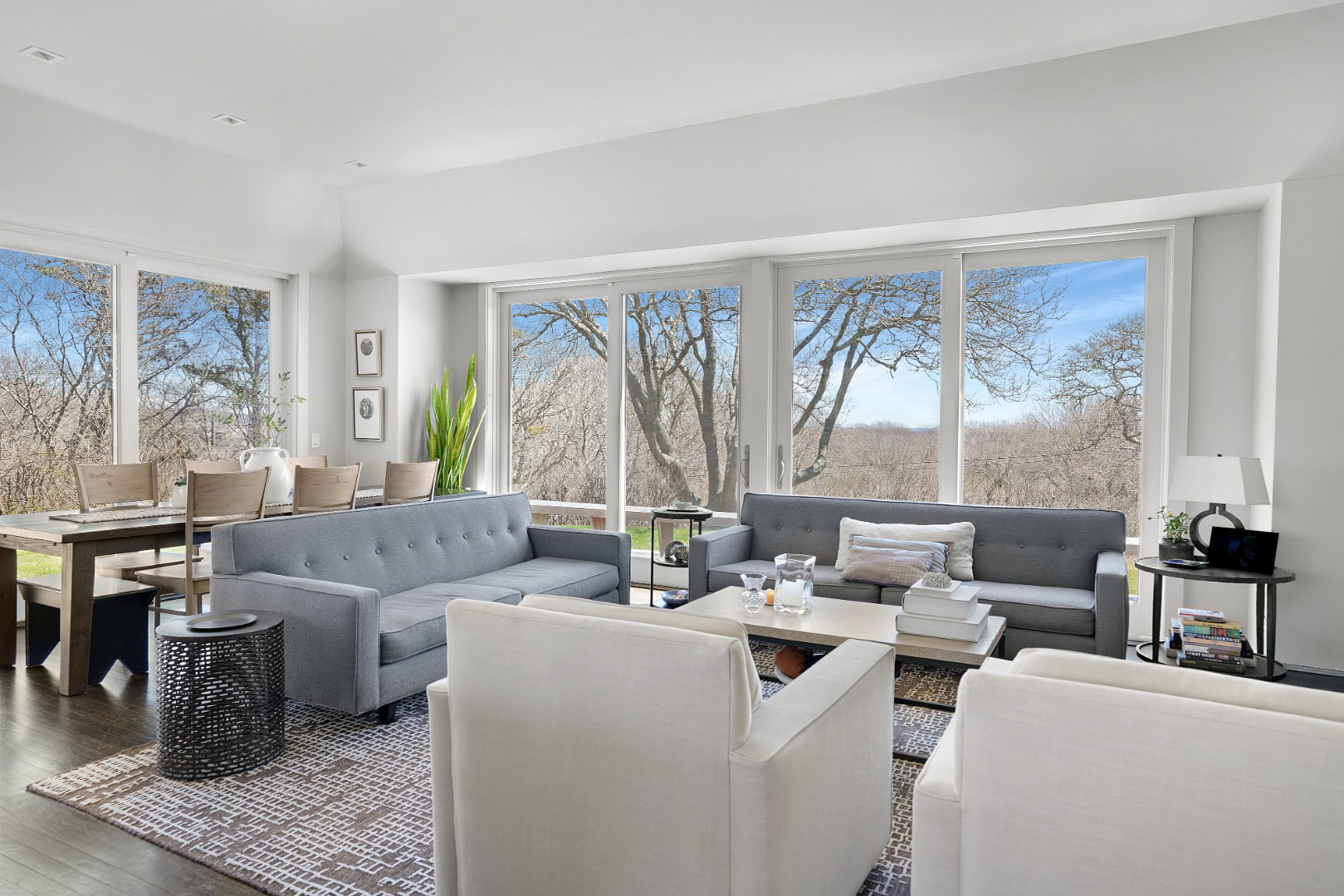 12 East Pasture Road Aquinnah, MA 02535 - Photo 5 of 24 High ceilings and large windows fill the great room with natural light.