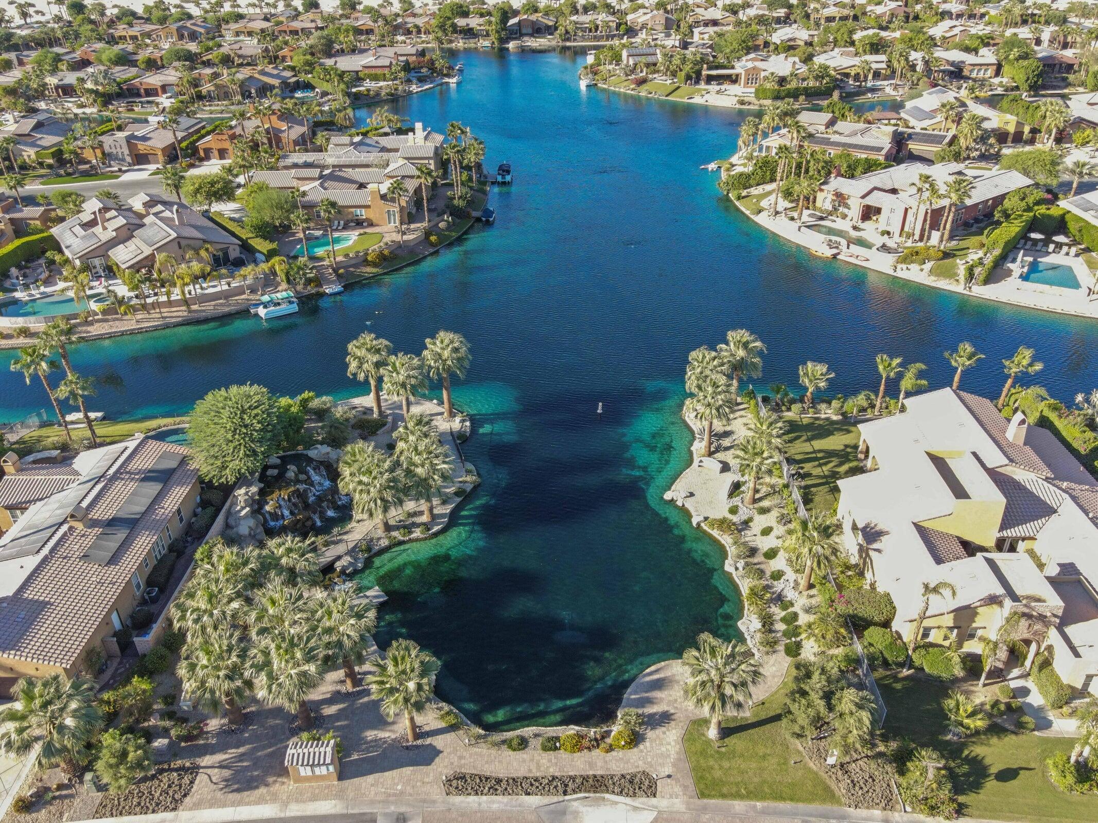2 Via Santa Elena Rancho Mirage, CA 92270 - Photo 50 of 51 an aerial view of a house with a lake view