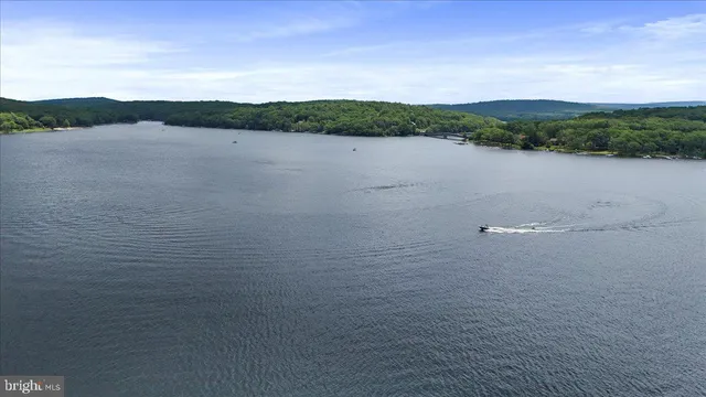 a view of a lake with houses