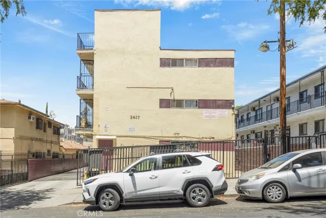 a car parked in front of a building