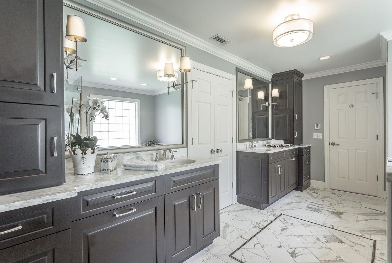 9619 Windrose Circle Chattanooga, TN 37421 - Photo 36 of 69 a spacious bathroom with a granite countertop sink a mirror and a