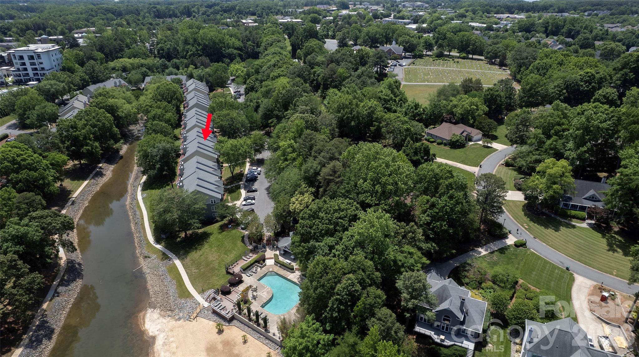 19823 Henderson Road, Unit C Cornelius, NC 28031 - Photo 20 of 23 an aerial view of residential house with outdoor space and lake view