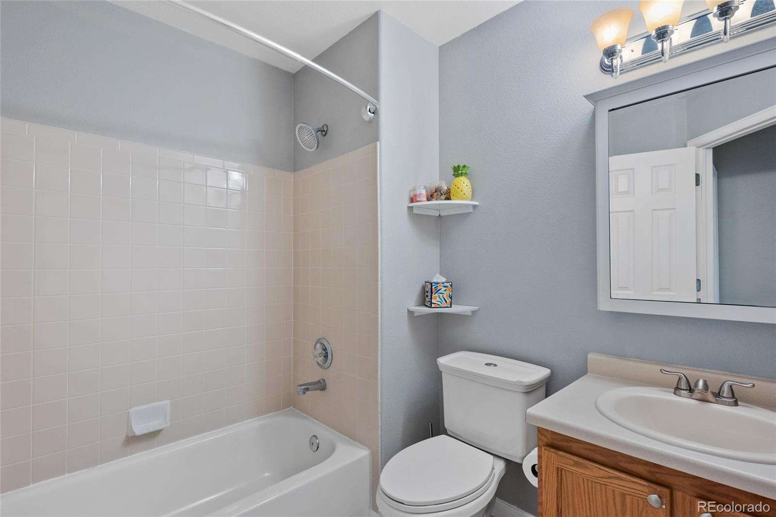 9836 South Castle Ridge Circle Highlands Ranch, CO 80129 - Photo 16 of 28 a white toilet sitting next to a bathroom sink and vanity