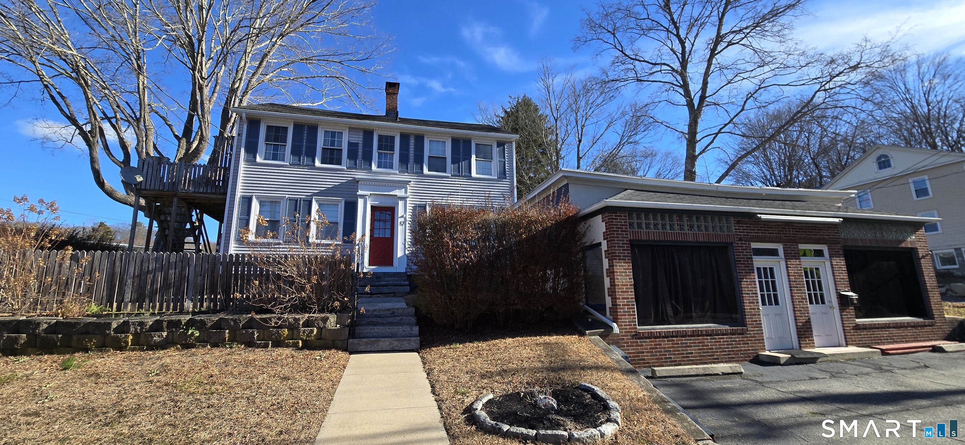 a view of a building with a outdoor space