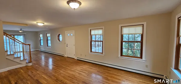 an empty room with windows