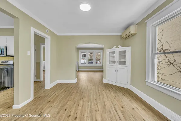 a view of livingroom with wooden floor