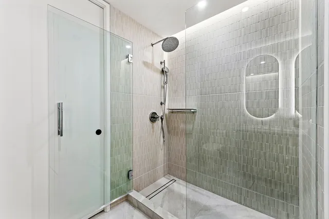 a bathroom with a shower