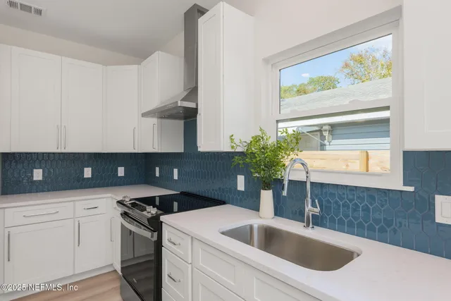 a view of a room with racks on the wall